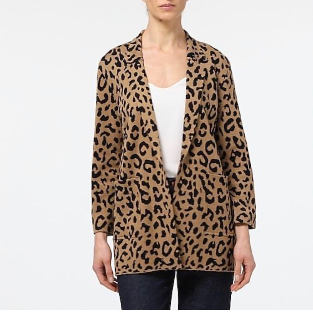 Jcrew Leopard Print Open Front Blazer Size Xs - image 1